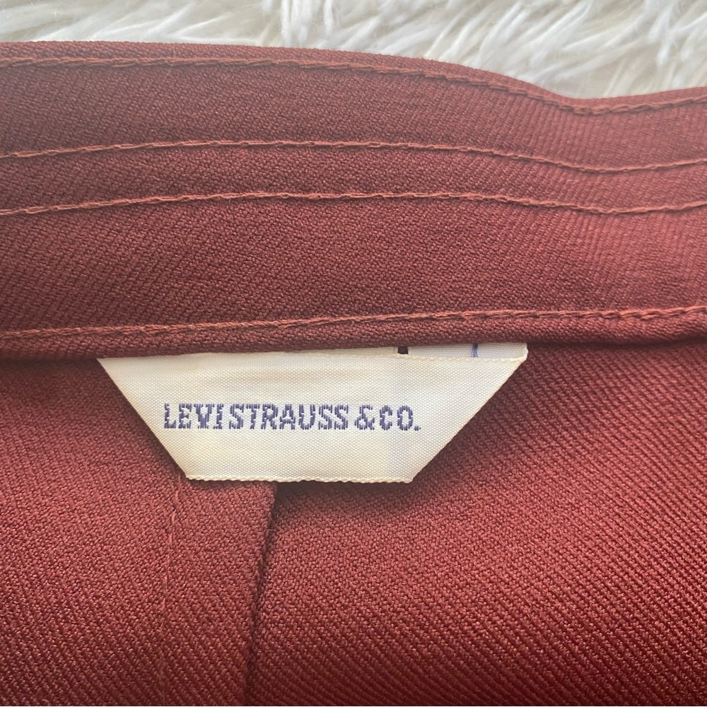 Vintage 60s Levi Strauss & Co Pants Trousers High Waisted Burgundy Maroon Mod - Picture 9 of 11